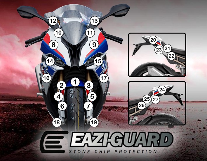 [GUARDBMW008] Eazi-Guard Paint Protection Film for BMW S1000RR 2019 - 2022, gloss or matte (Gloss)
