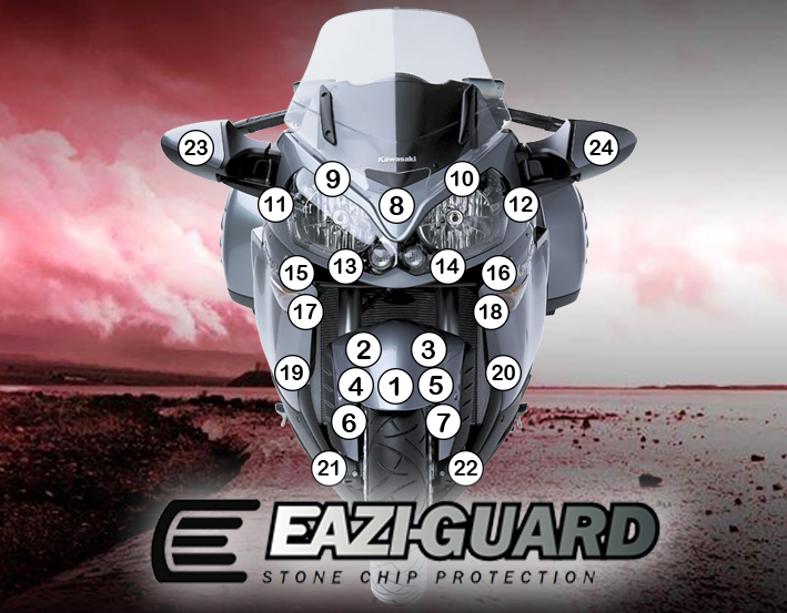 [GUARDKAW002] Eazi-Grip Paint Protection Film for Kawasaki 1400GTR 2010 - 2017, gloss or matte (Gloss)