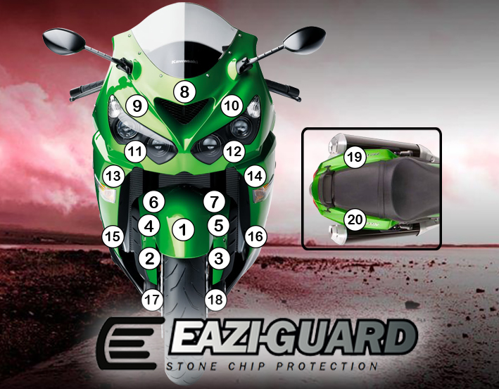 [GUARDKAW008] Eazi-Grip Paint Protection Film for Kawasaki ZX-14R, gloss or matte (Gloss)