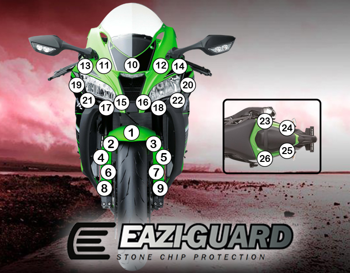 [GUARDKAW010] Eazi-Grip Paint Protection Film for Kawasaki ZX-10R 2016 - 2020, gloss or matte (Gloss)