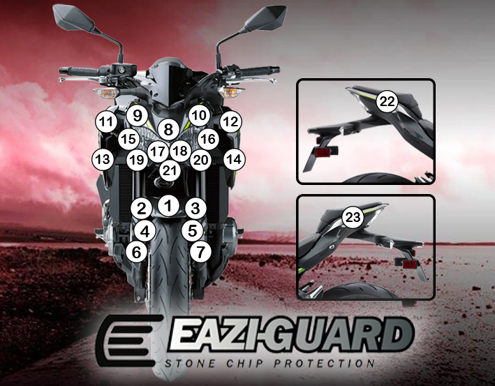 [GUARDKAW014] Eazi-Grip Paint Protection Film for Kawasaki Z900 2017 - 2019, gloss or matte (Gloss)