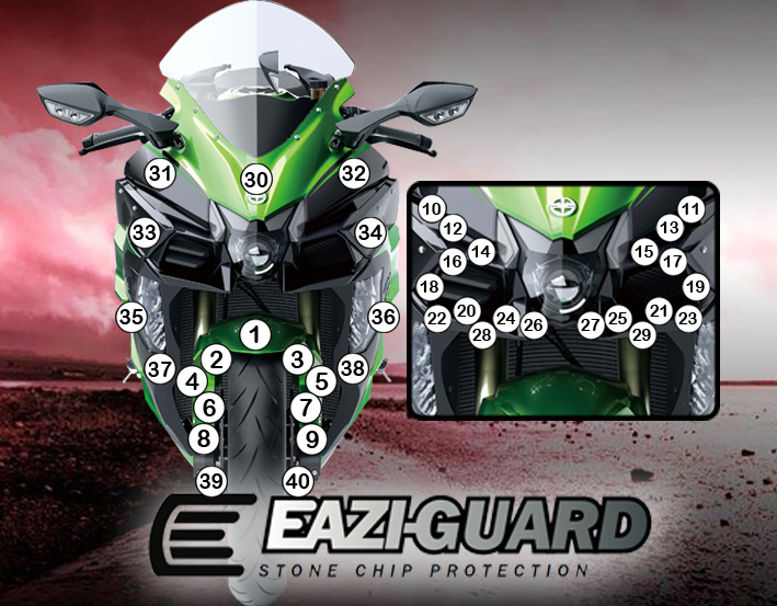 [GUARDKAW016] Eazi-Guard Paint Protection Film for Kawasaki H2 SX 2018 - 2021, gloss or matte (Gloss)