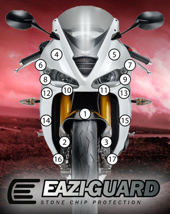 Eazi-Guard Paint Protection Film for Triumph Daytona 675 / R 2013 - 2016, gloss or matte