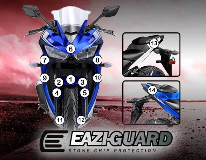[GUARDYAM002] Eazi-Grip Paint Protection Film for Yamaha YZF-R3 2015 - 2018, gloss or matte (Gloss)
