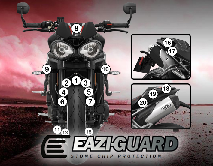 [GUARDTRI005] Eazi-Grip Paint Protection Film for Triumph Speed Triple RS 2018, gloss or matte (Gloss)