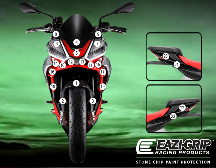 Eazi-Grip Paint Protection Film for Aprilia Tuono 660, gloss or matte