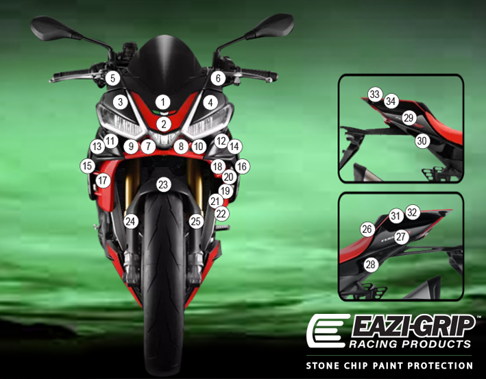 Eazi-Grip Paint Protection Film for Aprilia Tuono V4 2021, gloss or matte