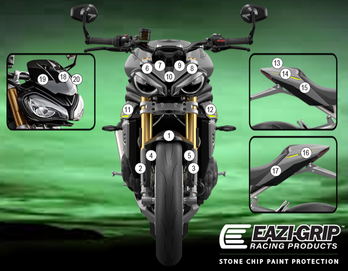 [GUARDTRI007] Eazi-Grip Paint Protection Film for Triumph Speed Triple 1200 RS, gloss or matte (Gloss)