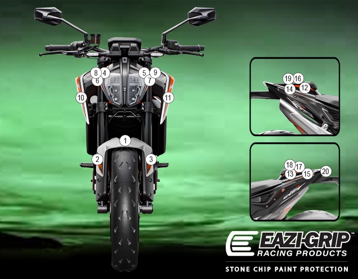 [GUARDKTM006] Eazi-Grip Paint Protection Film for KTM 890 Duke R, gloss or matte (Gloss)
