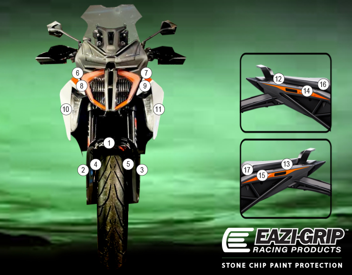 [GUARDKTM008] Eazi-Grip Paint Protection Film for KTM 1290 Super Duke GT, gloss or matte (Gloss)