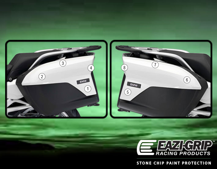 Eazi-Grip Pannier Protection Film for BMW R1200RT R1250RT K1600GT, gloss or matte