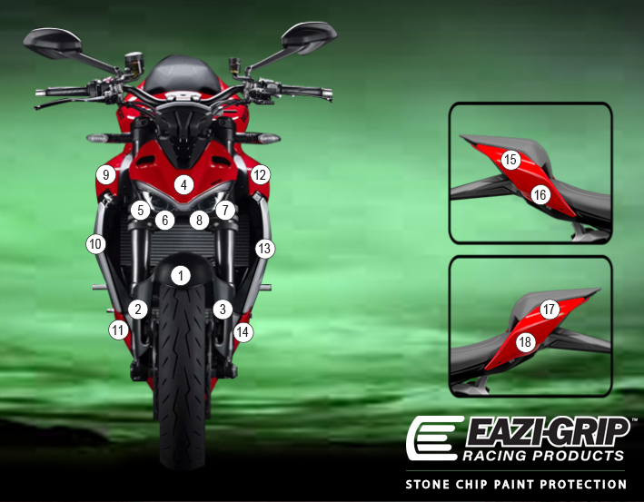 [GUARDDUC020] Eazi-Guard Paint Protection Film for Ducati Streetfighter V2, gloss or matte (Gloss)