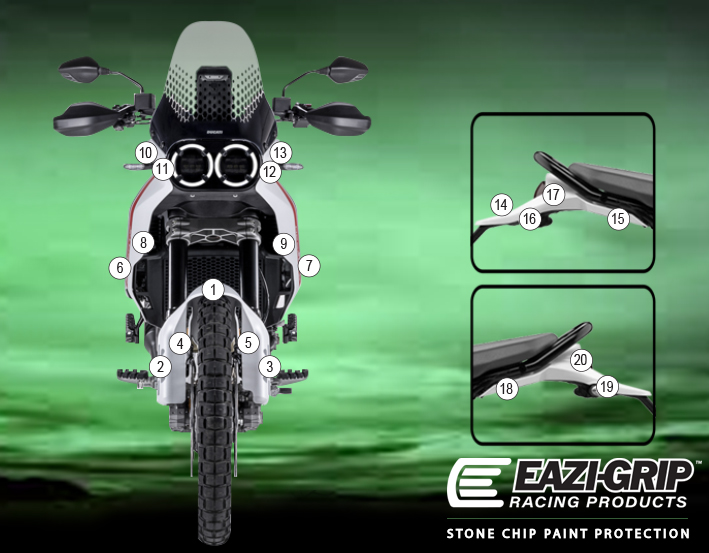 [GUARDDUC021] Eazi-Grip Paint Protection Film for Ducati DesertX, gloss or matte (Gloss)