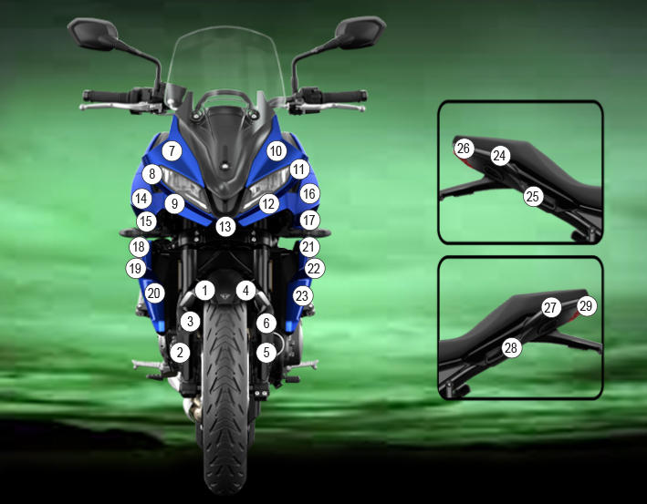 [GUARDTRI012] Eazi-Guard Paint Protection Film for Triumph Tiger Sport 660, gloss or matte (Gloss)