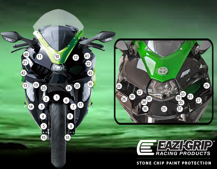 Eazi-Grip Paint Protection Film for Kawasaki H2 SX SE, gloss or matte