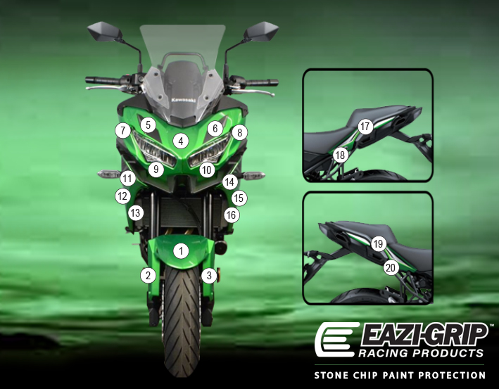 Eazi-Guard Paint Protection Film for Kawasaki Versys 650, gloss or matte