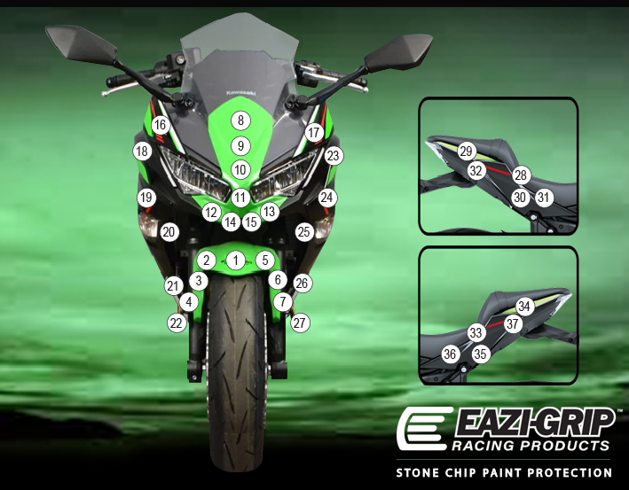 Eazi-Grip Paint Protection Film for Kawasaki Ninja 650, gloss or matte