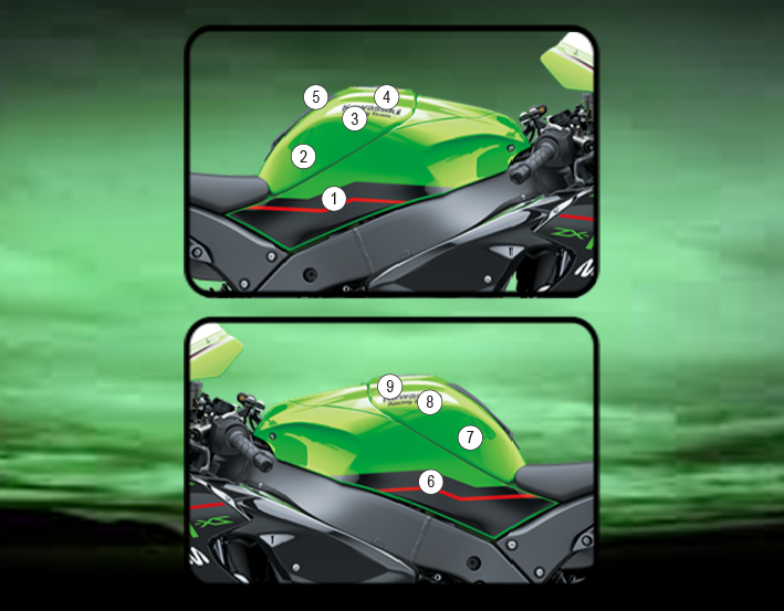 Eazi-Grip Tank Protection Film for Kawasaki ZX-10R ZX-10RR, gloss or matte