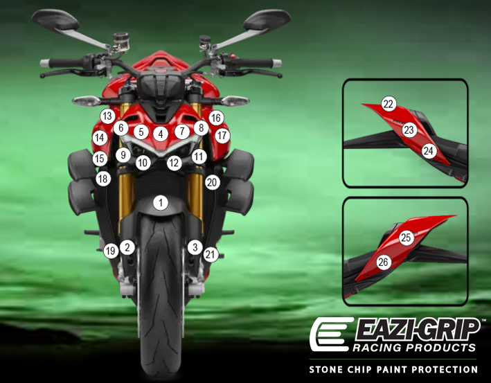 [GUARDDUC022] Eazi-Grip Paint Protection Film for Ducati Streetfighter V4 S SP 2023 - 2024, gloss or matte (Gloss)
