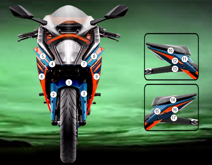 Eazi-Guard Paint Protection Film for KTM RC390, gloss or matte