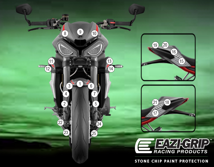 [GUARDTRI016] Eazi-Grip Paint Protection Film for Triumph Street Triple RS 2020 - 2022, gloss or matte (Gloss)