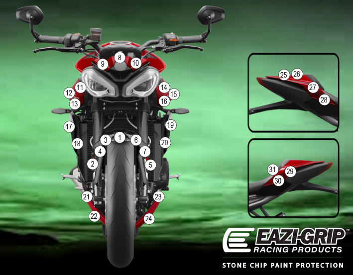[GUARDTRI017] Eazi-Grip Paint Protection Film for Triumph Street Triple 2023, gloss or matte (Gloss)